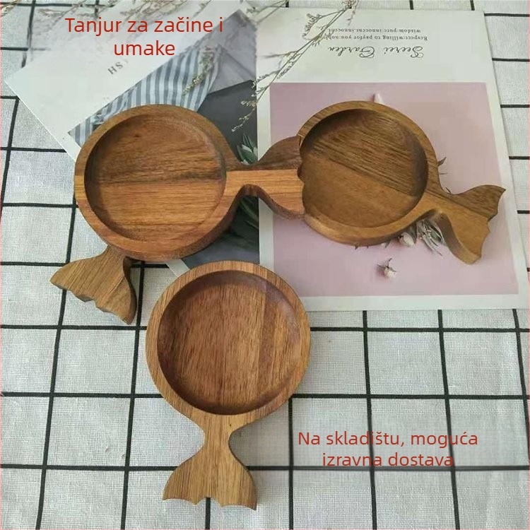 Drveni tanjur za začine i užinu — nepravilnog oblika • tiskani logotip (Materijal: drvo; Stil: Light Luxury Retro; Prilagodba: Da)