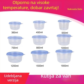 Jednokratna okrugla prozirna kutija za obrok s poklopcem i plastičnom zdjelom