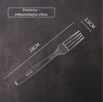 Jednokratni set noževa, vilica i žlica – prozračni plastični pribor, individualno pakiran, 100 komada