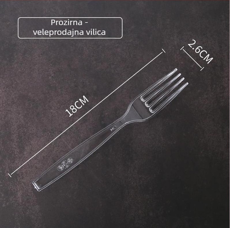 Jednokratni set noževa, vilica i žlica – prozračni plastični pribor, individualno pakiran, 100 komada