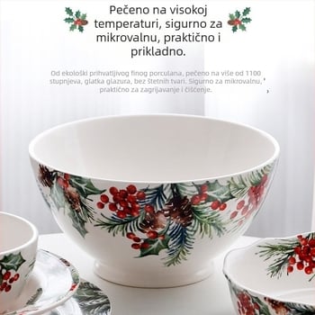 5-dijelni nordijski keramički set posuđa s cvjetnim uzorkom ispod glazure