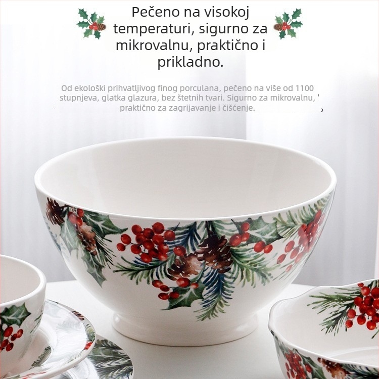 5-dijelni nordijski keramički set posuđa s cvjetnim uzorkom ispod glazure