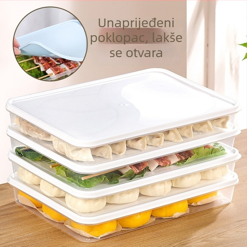 Pravokutna kutija za knedle, zatvoren višeslojni dizajn, plast za prehrambene potrebe, mikrovalna pećnica kompatibilna, kapacitet 1-2 L - Ruichuang