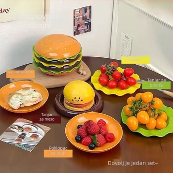 Posuda u obliku hamburgera za kosti, moderni minimalistički stil, od drugog materijala, nije prikladna za mikrovalnu