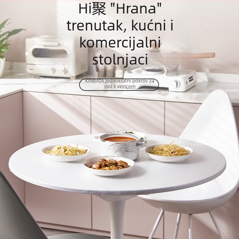 Japanskog stila jednokratni okrugli stolnjak, debelo vodootporan PE, otporan na ulje, kućna upotreba, promjer 0,8 m, pakiranje 10 komada
