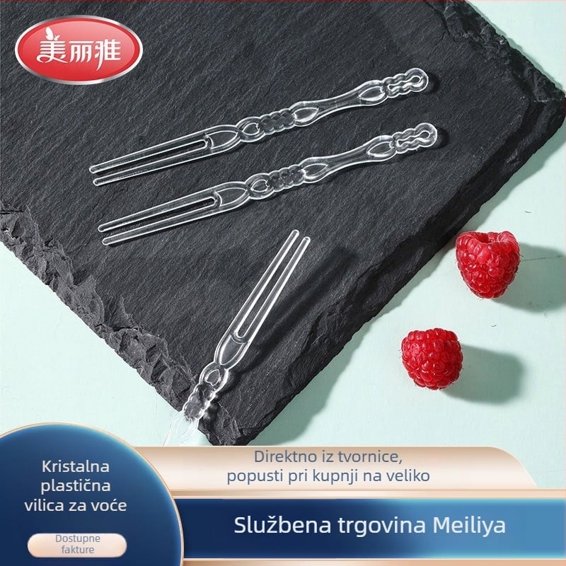 Meiliya plastične jednokratne vilice za voće za kućnu upotrebu, nisu pogodne za mikrovalnu pećnicu, nerazgradivo