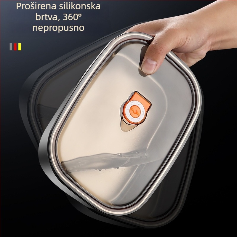 Nehrđajući čelična kutija za ručak s jednim ili dvostrukim odjeljkom, s zatvorenim poklopcem, prijenosna Bento kutija, kapacitet 1–2 L