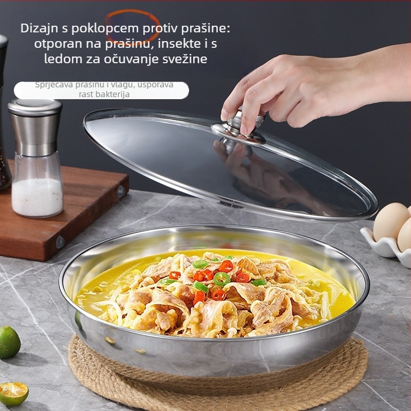 Nehrđavajuća čelična kutija za voće i povrće s čvrstim poklopcem, pogodna za hladnjak i zamrzivač, kompatibilna s mikrovalnom pećnicom, zapremina 2,1–3 L