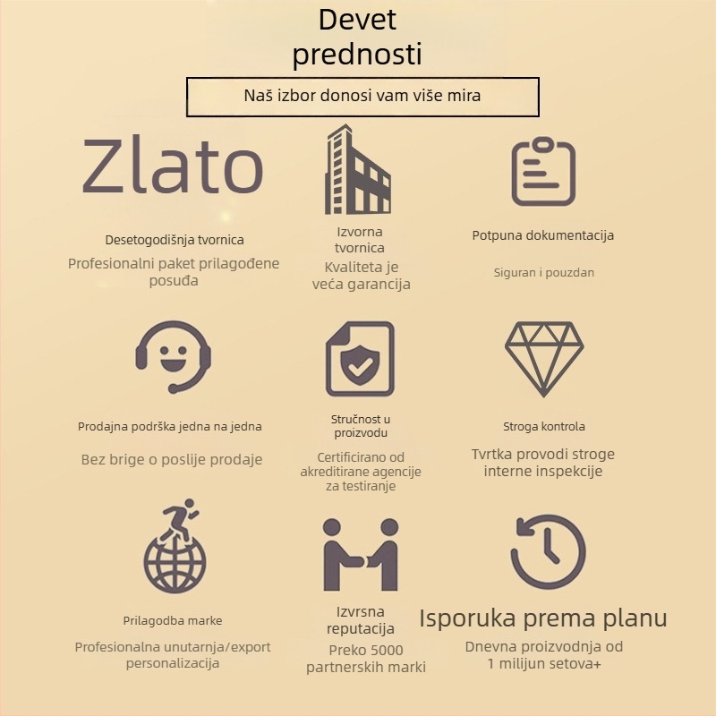 Jednokratni set štapić za jelo (tri ili četiri komada) s Kraft papirnom pakiranjem, biorazgradivo, moguć ispis logotipa i prilagodba, 500 paketa po kutiji