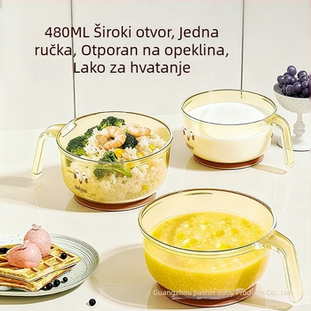 PPSU zdjela za hranjenje s drškom, protiv prosipanja, pogodna od 6 mjeseci, set od 5 komada