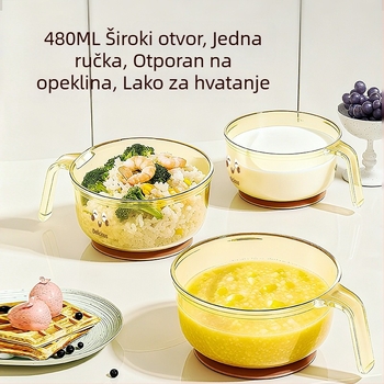 PPSU zdjela za hranjenje s drškom, protiv prosipanja, pogodna od 6 mjeseci, set od 5 komada