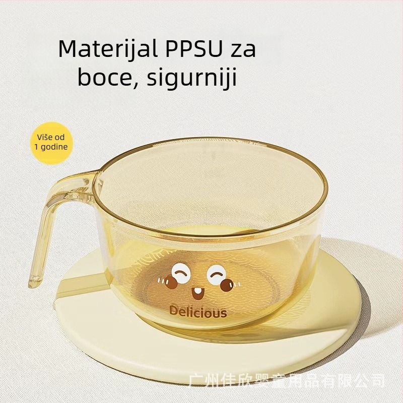 PPSU zdjela za hranjenje s drškom, protiv prosipanja, pogodna od 6 mjeseci, set od 5 komada