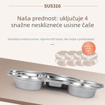 Paniton dječji tanjur od 316 nehrđajućeg čelika s tri odjeljka, za djecu od 3 mjeseca
