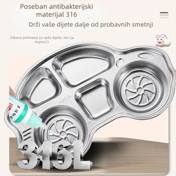 Paniton dječji tanjur od 316 nehrđajućeg čelika s tri odjeljka, za djecu od 3 mjeseca