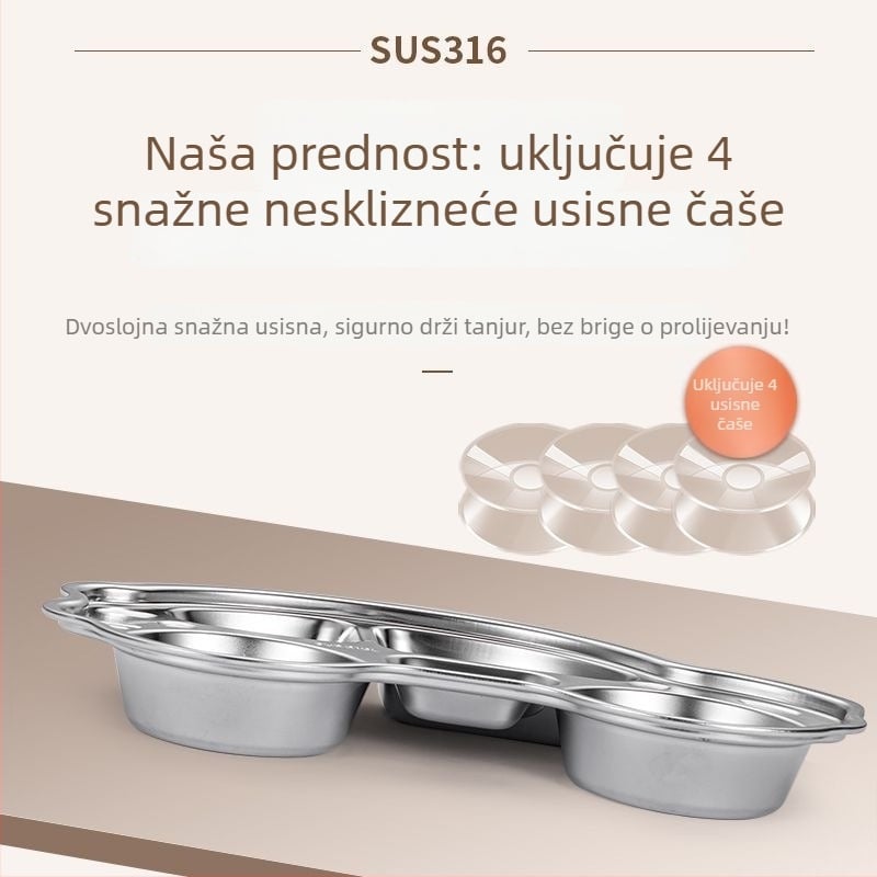 Paniton dječji tanjur od 316 nehrđajućeg čelika s tri odjeljka, za djecu od 3 mjeseca