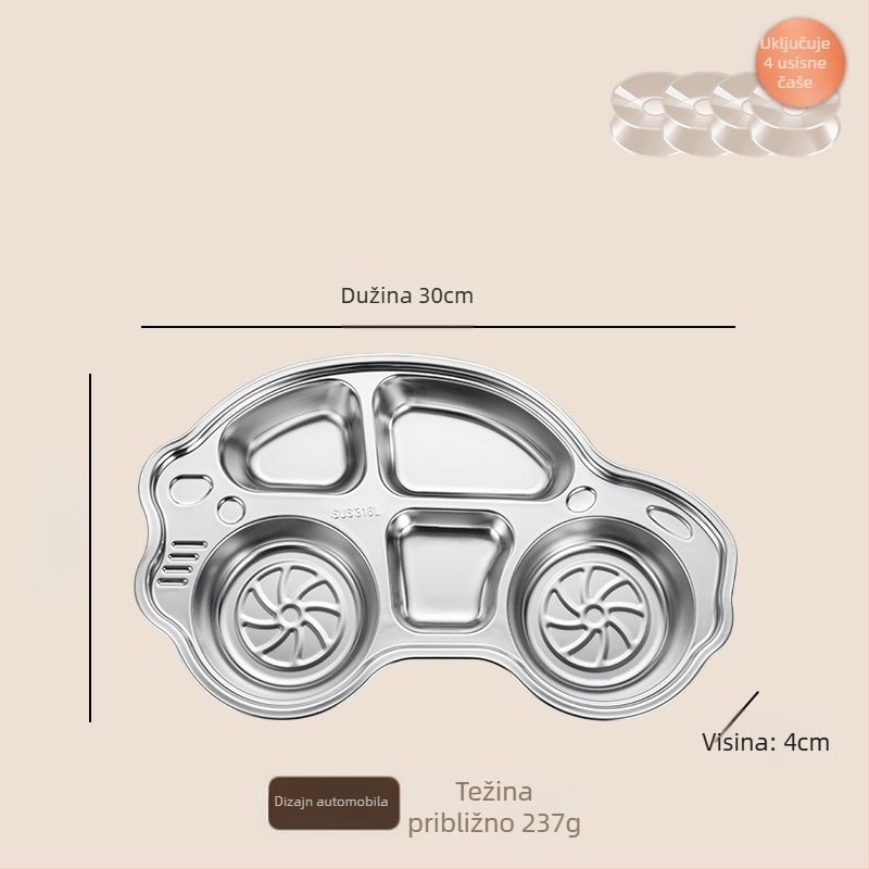 Paniton dječji tanjur od 316 nehrđajućeg čelika s tri odjeljka, za djecu od 3 mjeseca