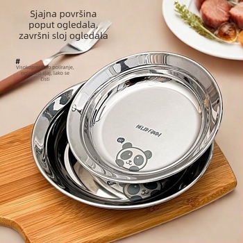 316L nehrđajući čelik, kružni tanjur s ravnim dnom, za pripremu hrane i dječji parni tanjur, površina premazana sprejem