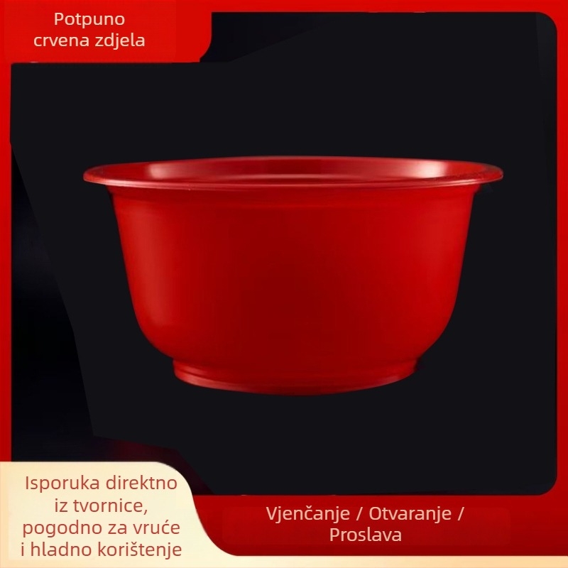 Jednokratna crvena plastična zdjela debelog dna za svečane prilike - vjenčanja, banketi, rođendani, useljenje