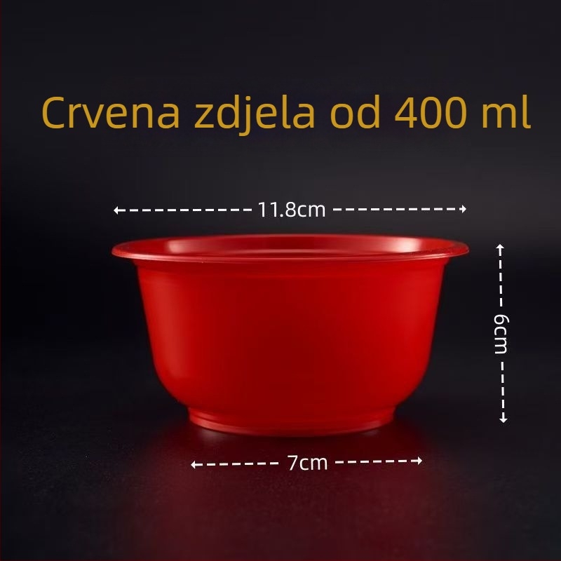 Jednokratna crvena plastična zdjela debelog dna za svečane prilike - vjenčanja, banketi, rođendani, useljenje