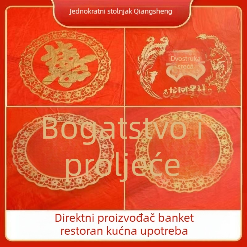 Jednokratni okrugli stolnjak za svadbu s motivom sreće, prilagodljiv