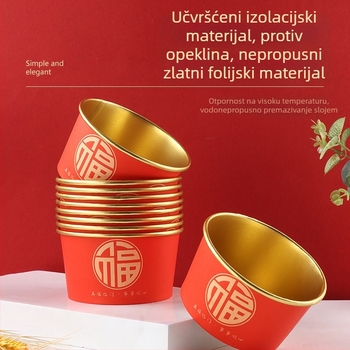 Jednokratna papirnata zdjela, debela, okrugla, kapacitet 550 ml, s logom