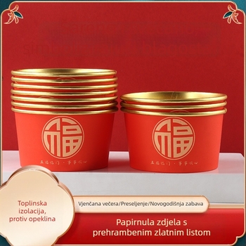 Jednokratna papirnata zdjela, debela, okrugla, kapacitet 550 ml, s logom