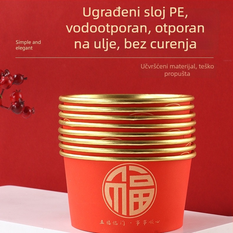 Jednokratna papirnata zdjela, debela, okrugla, kapacitet 550 ml, s logom