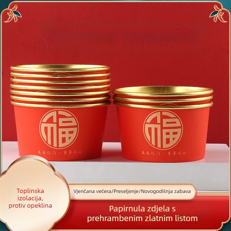 Jednokratna papirnata zdjela, debela, okrugla, kapacitet 550 ml, s logom