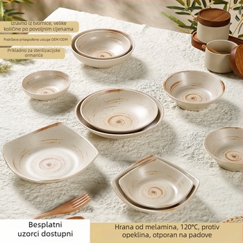 Melaminska zdjela, japanskog stila, okruglog oblika, nije prikladna za mikrovalnu, razni uzorci.