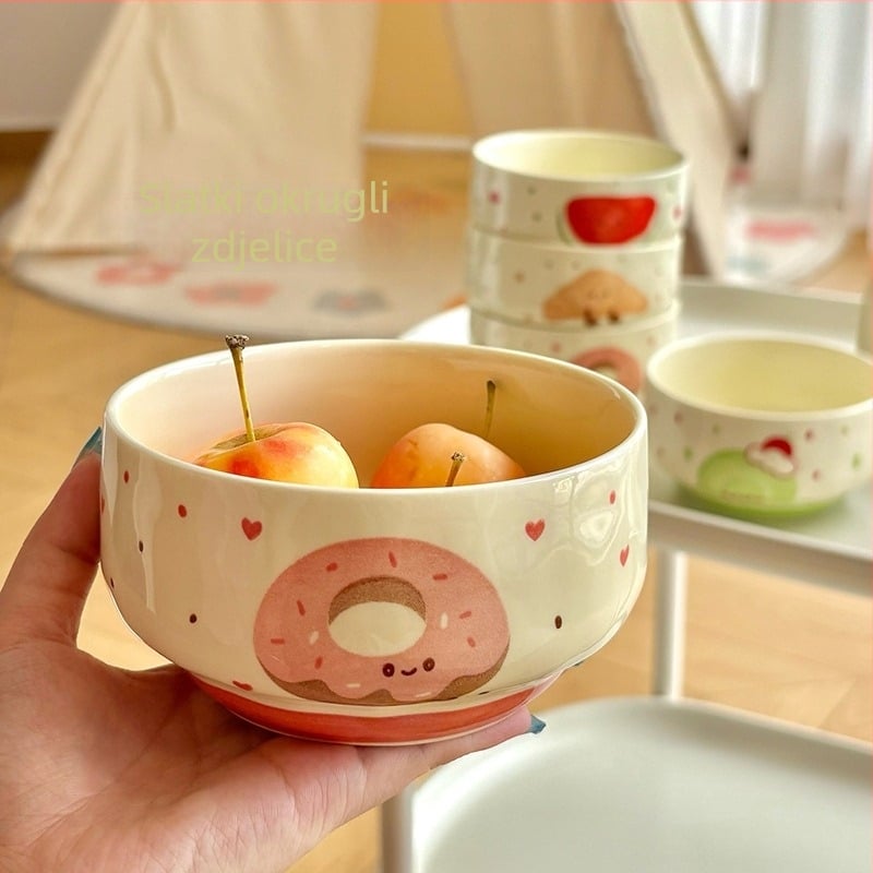 Porcelanska okrugla zdjela za kućnu upotrebu, podglazurna boja, mikrovalna sigurnost, prilagodljivo