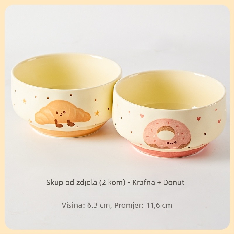 Porcelanska okrugla zdjela za kućnu upotrebu, podglazurna boja, mikrovalna sigurnost, prilagodljivo