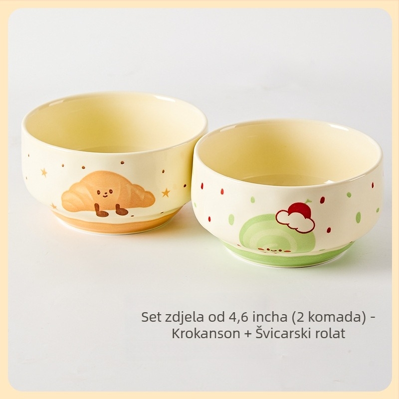 Porcelanska okrugla zdjela za kućnu upotrebu, podglazurna boja, mikrovalna sigurnost, prilagodljivo