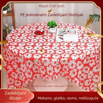 Jednokratni plastični stolnjak, otporan na masnoću, povećane debljine, s otiskom, za hotele, restorane i dom (pravokutni ili okrugli) – piknik stolnjak