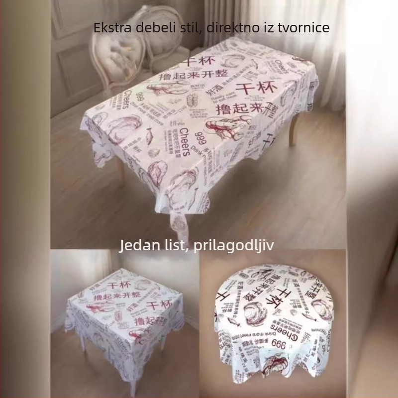 Jednokratni plastični stolnjak za okrugle i pravokutne stolove, debeli, s uzorkom jastoga, pogodan za noćne klubove i ulične štandove, veličina 1.0-2.2 m