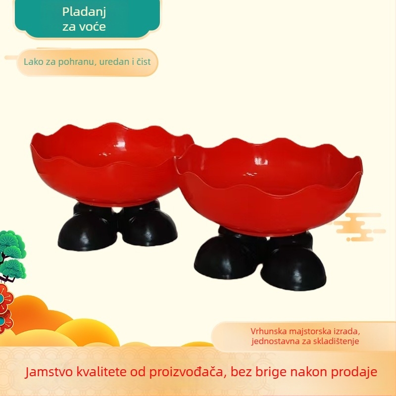Povišeni pladanj za voće s odvodom, PET, svježi i slatki stil, mrežasti uzorak