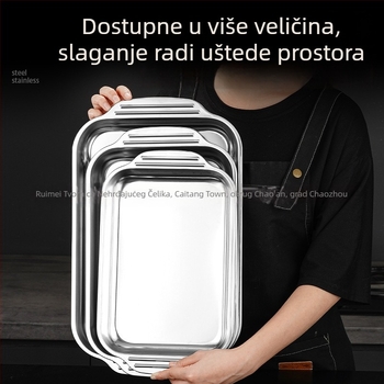 Nehrđajući čelična pravokutna ploča, debeli i dublji, prehrambene kvalitete, otporna na visoke temperature, pogodna za roštilj ribe, lako se čisti, za kućnu i poslovnu upotrebu.