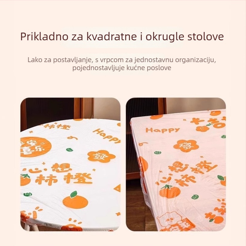 Jednokratni kružni plastični stolnjak s crtić printom i šnurnom za stezanje