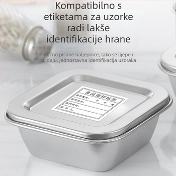 Kutija od 304 Nerđajućeg Čelika za Uzorke Hrane, pravokutna s poklopcem, kapaciteta 301–500 ml, za kantine i škole