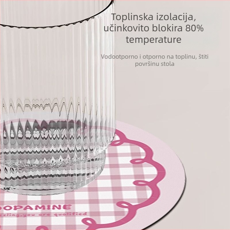 Okrogli silikonasti podmetač za čaše s kariranim uzorkom — protuklizni, upija, toplinska izolacija (Materijal: Silikon; Brend: Dushang; Serija: Coaster serija; Prilagodba: Da; Ispis logotipa: Da)