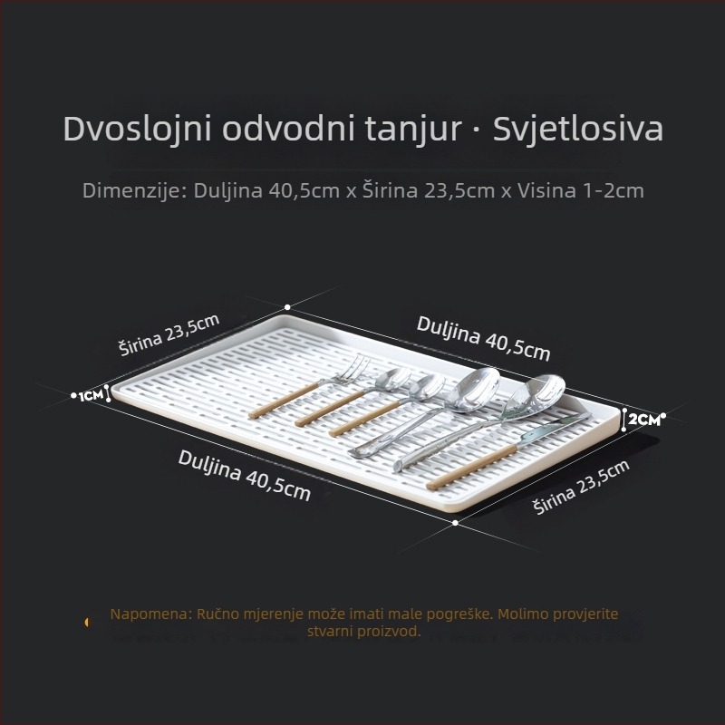 Plastični odvodni pladanj s dvostrukim slojem za voće, kvadratnog oblika, moderan minimalistički stil, mogućnost prilagodbe