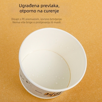 Jednokratni set papirnate posuđevine: zdjele, čaše i štapići; materijal: papir; služi deset osoba; 30 paketa