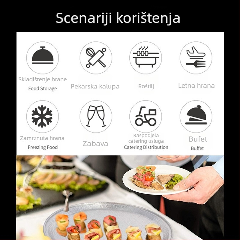Jednokratna aluminijska folija posuda pravokutnog oblika, zapremina 3000 ml, s tiskanim logom, moderan minimalistički stil