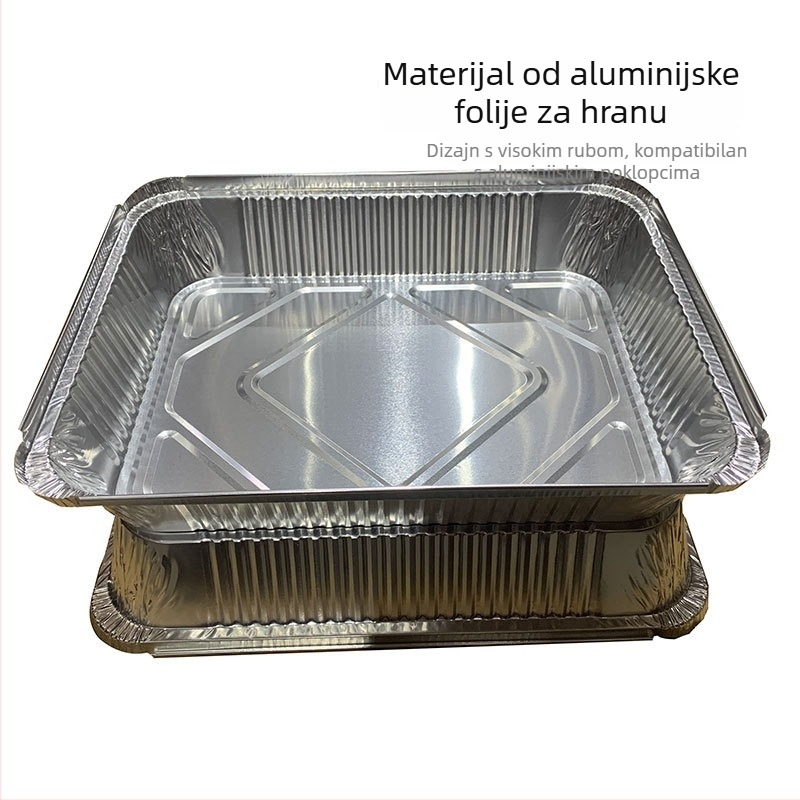 Jednokratna aluminijska folija posuda pravokutnog oblika, zapremina 3000 ml, s tiskanim logom, moderan minimalistički stil