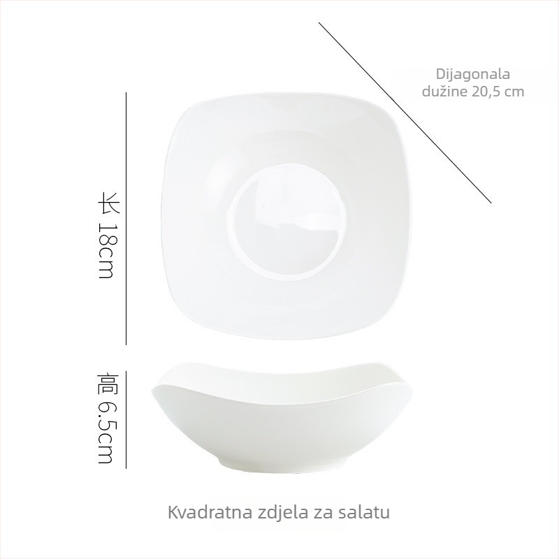 Keramički set: tanjur s četiri kuta i zdjela s podignutim nogama, Nordic Ins stil, pogodan za salate, hladna jela i juhe. Izdano 2023.