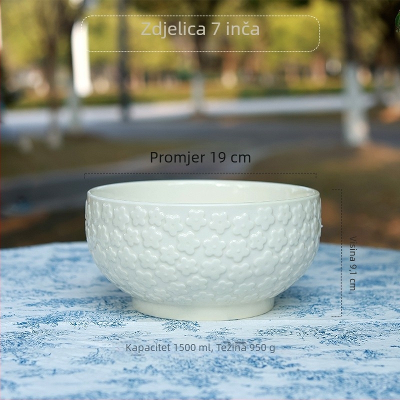 Keramički set posuđa s reljefnim dizajnom, francuski retro stil, ručno izrađeno, mogućnost prilagodbe