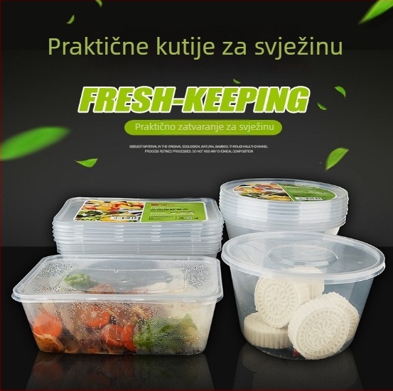 Jednokratna plastična okrugla zdjela za dostavu s poklopcem – Šifra: 001, Marka: Other, Materijal: Plastika, Mikrovalna pećnica: Ne