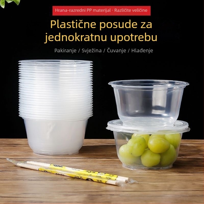 Jednokratna plastična okrugla zdjela za dostavu s poklopcem – Šifra: 001, Marka: Other, Materijal: Plastika, Mikrovalna pećnica: Ne
