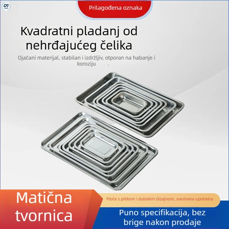 Prilagođena ekstra debela kvadratna posuda od nehrđajućeg čelika s dijamantnim ukrasom, monoblok kalup, OEM s logom, set dubokih i plitkih posuda