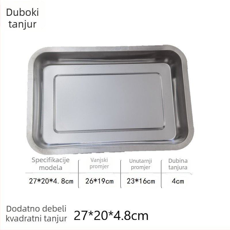Prilagođena ekstra debela kvadratna posuda od nehrđajućeg čelika s dijamantnim ukrasom, monoblok kalup, OEM s logom, set dubokih i plitkih posuda
