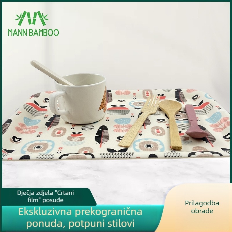 Korejskog stila pravokutni pladanj od bambusovih vlakana s cvjetnim dekorima, za čaj, voće i kolače, kućno skladištenje
